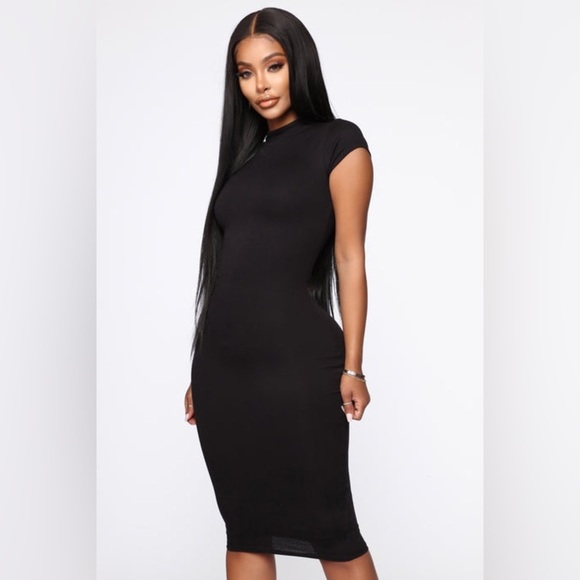 Fashion Nova Black Sheath Midi Dress - Jojo - Picture 4 of 9
